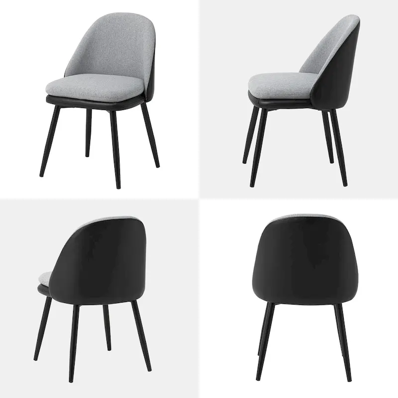 Glitzhome Set of 4 Mid-Century Leatherette Stitched Dining Accent Armchairs