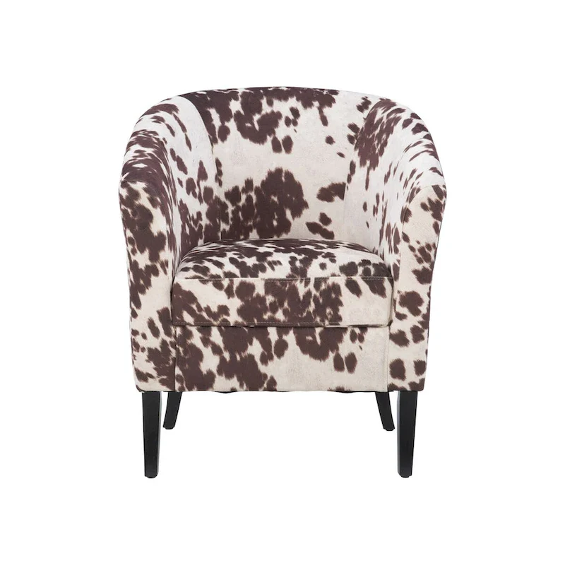 Brown and White Cow Print Club Chair