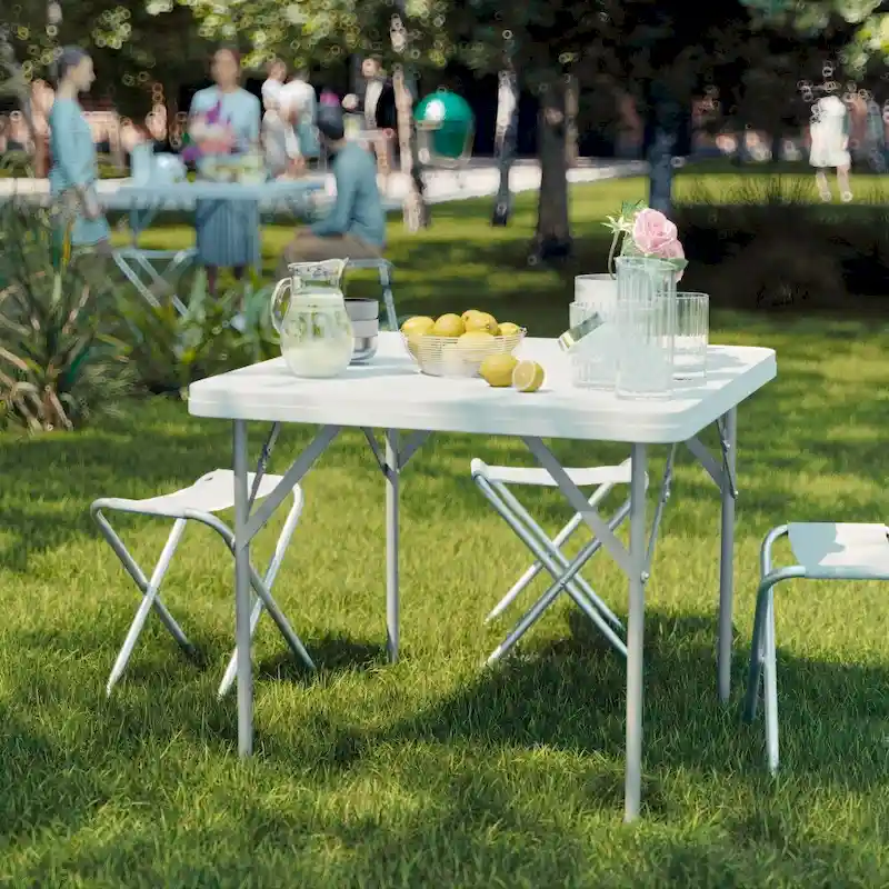 2.85-Foot Square Plastic Folding Table - Event Folding Table - 34.25D x 34.25W x 29.5H