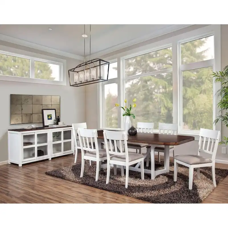 Two-Tone Wooden Dining Table — Brown And White