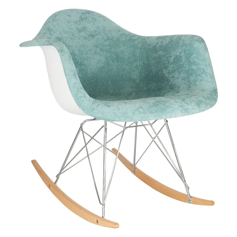 Velvet Rocking Chair – Single Seat, Eiffel Base | Teal / Coffee Brown / Cloudy Gray / Purple