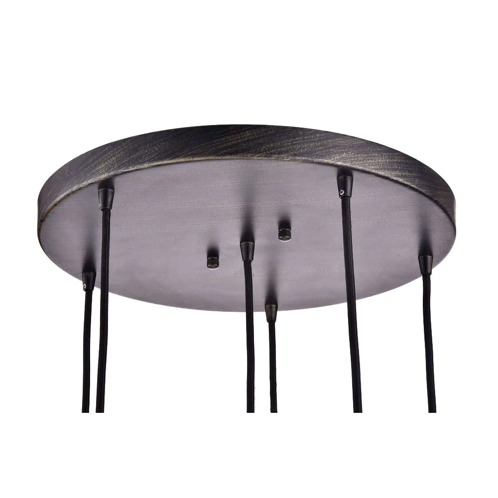 Mariana Cognac Glass Antique Black and Round Base 6-light Pendant