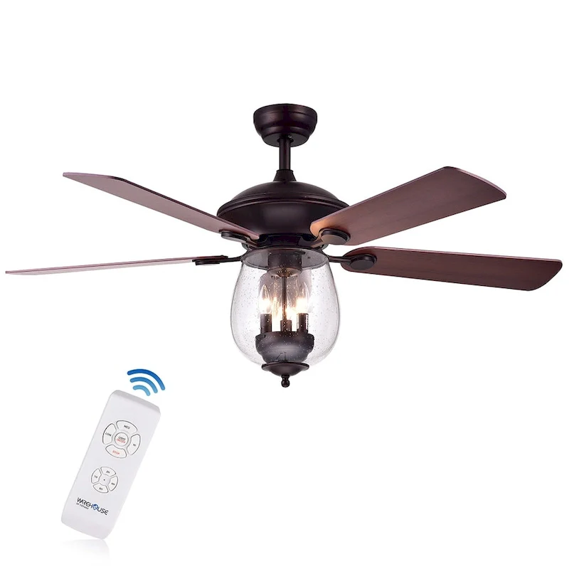Warehouse of Tiffany Tibwald Wood Glass 52-inch 5-blade Lighted Ceiling Fan (Optional Remote) - N/A
