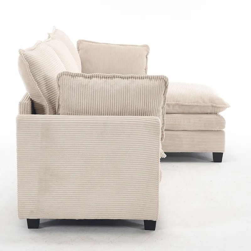 102  Velvet U-Shaped Sectional Sofa with Ottoman & Lumbar Pillows