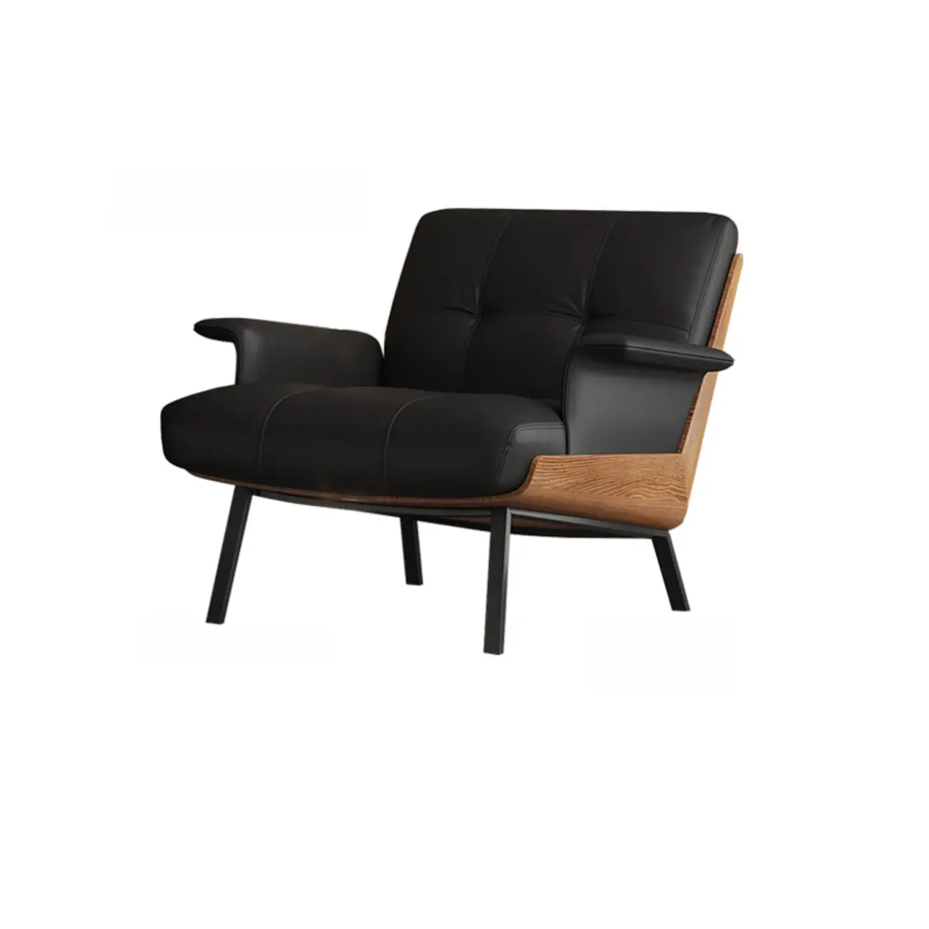 Modern Tufted Microfiber Leather Accent Chair with Arms