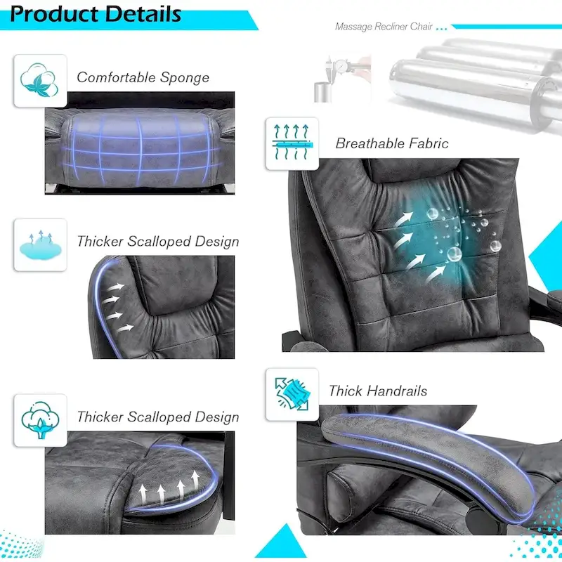 AECOJOY Heated Executive Office Chair w/ Massage &Adjustable Height