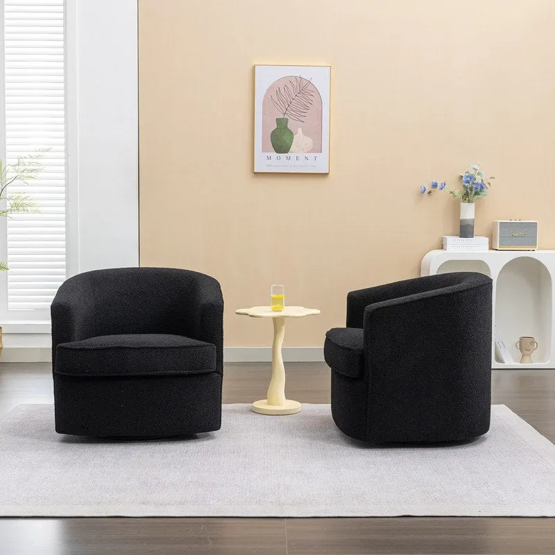SEYNAR Modern Boucle Upholstered 360 Degree Swivel Accent Club Chair Set of 2