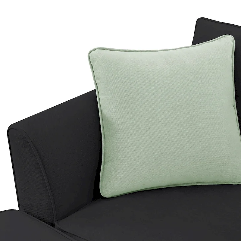 112-inch L-shaped 7-seat Modular Sectional Sofa with Ottoman and Three Pillows - 112W x 87D x 33H