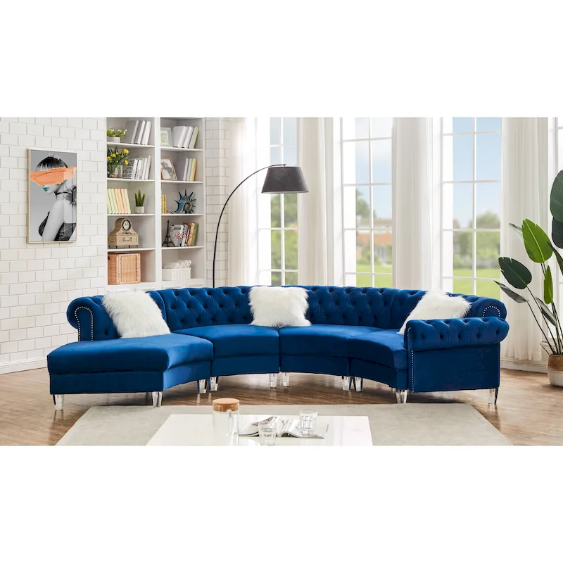 138.6 Velvet curved sofa Symmetrical Modular Sectional