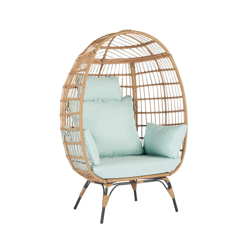 Steel Frame Wicker Egg Chair Max 440lb Capacity