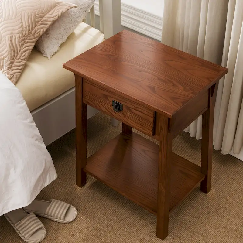 Solid Wood Mission End Table with Drawer