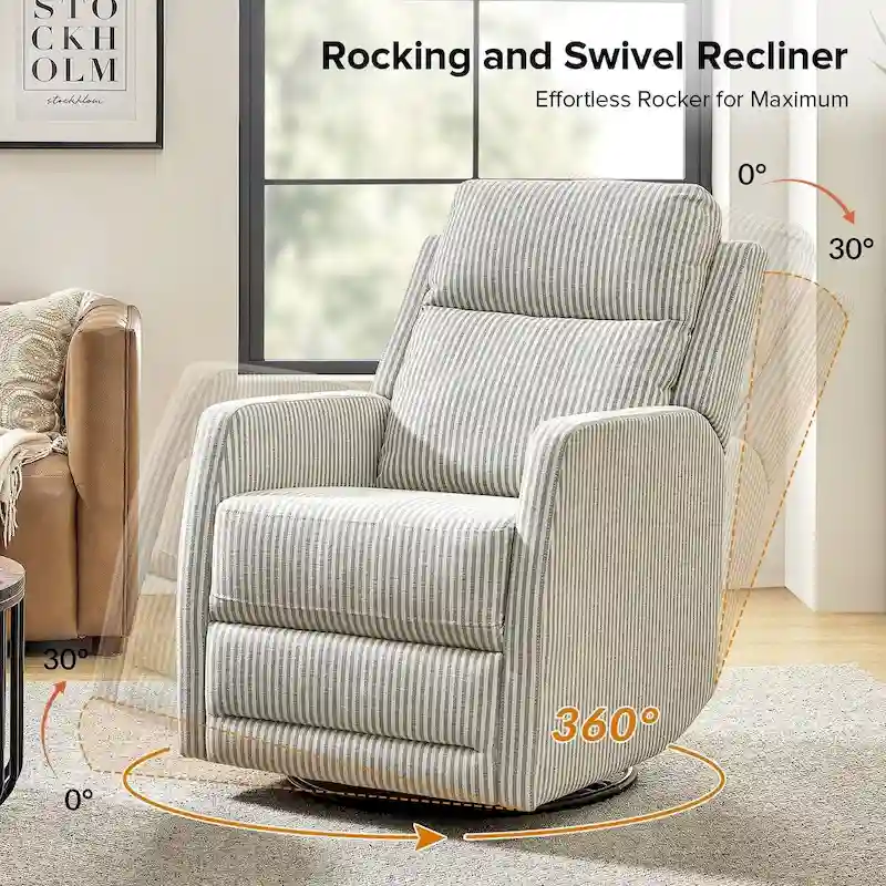 Diana Modern Polyester 360-degree Swivel Rocker Recliner Set of 2 by HULALA HOME
