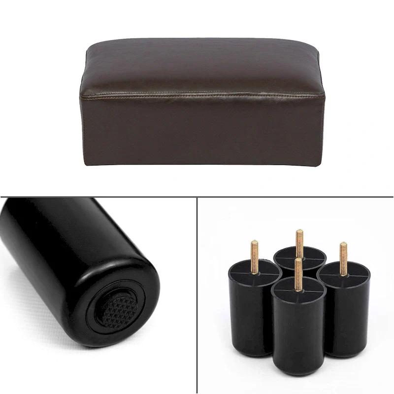 Adeco Small Rectangular Ottoman Modern PU Leather Footrest Stool Chair