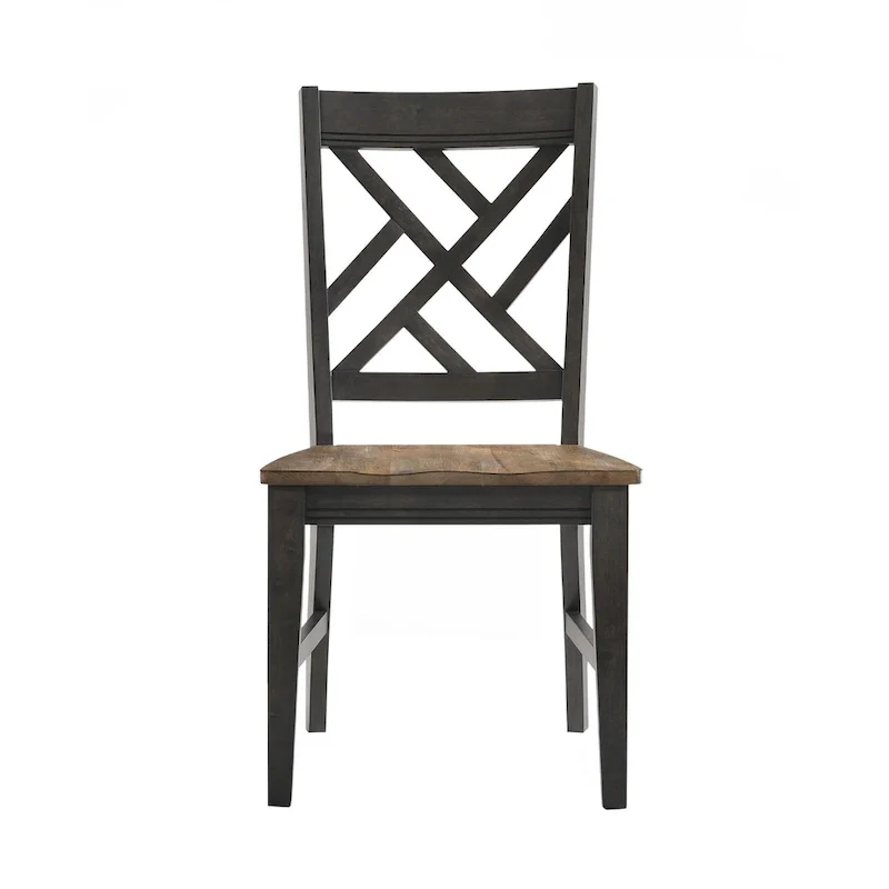 Harper Dining Chair with Lattice Back and 4 Legs, Brushed Brown & Pecan