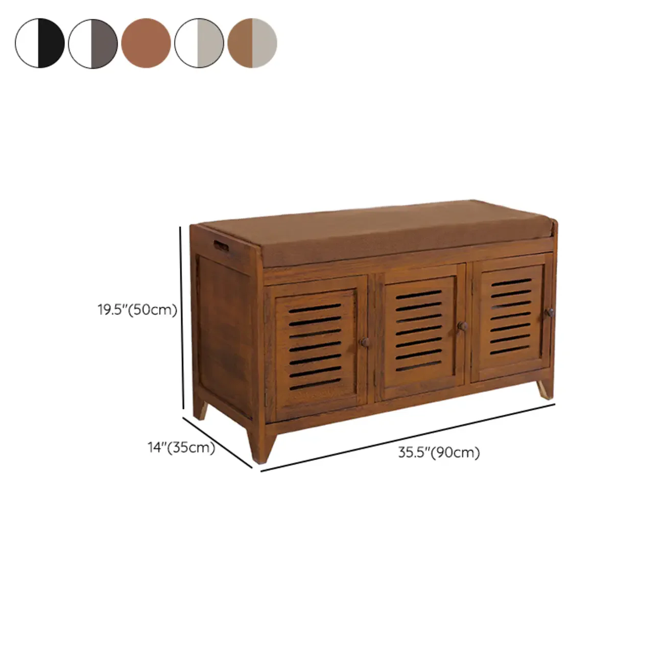 Entryway Wooden Cushioned Shoe Bench with Cabinet