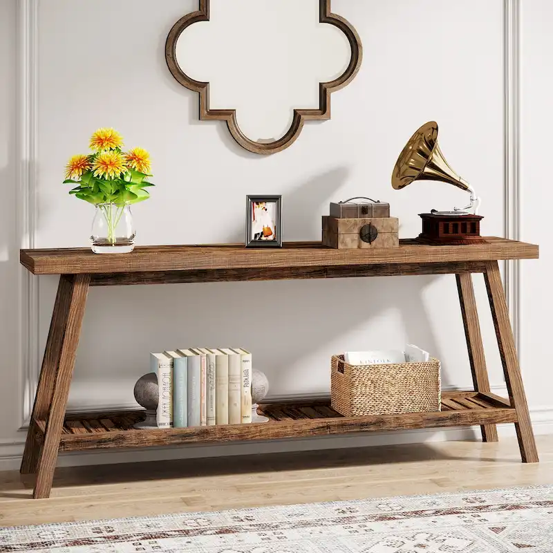 Farmhouse Console Entryway Table, 70.9 Inches Extra Long