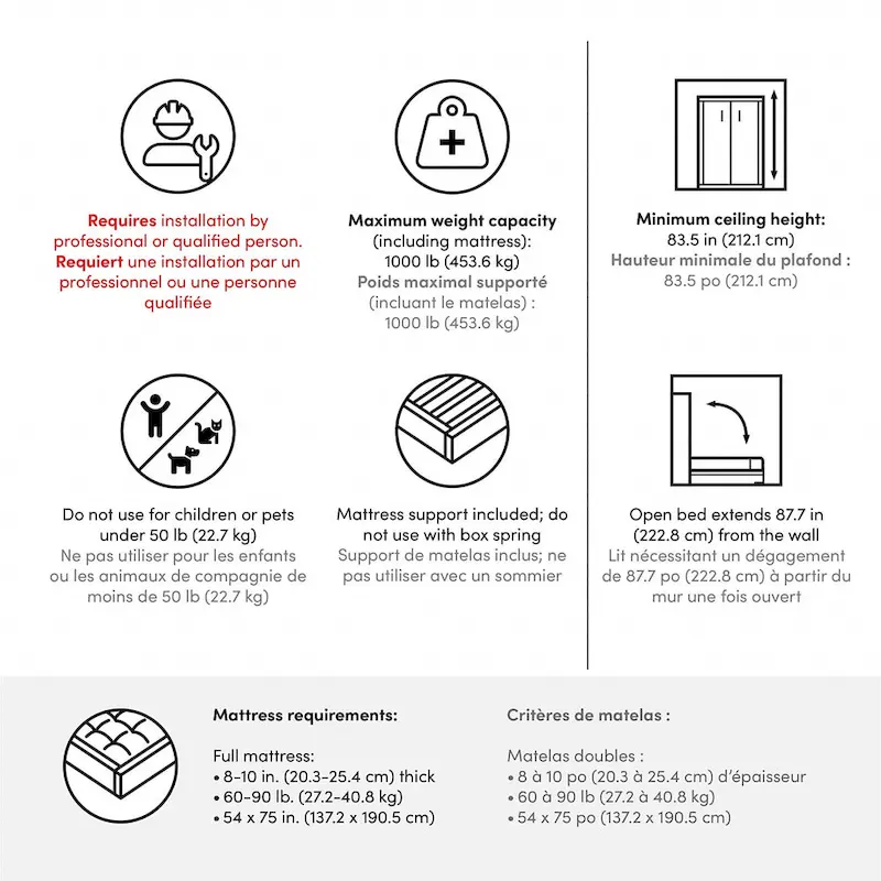 Lumina 61W Full Murphy Bed with Desk by Bestar