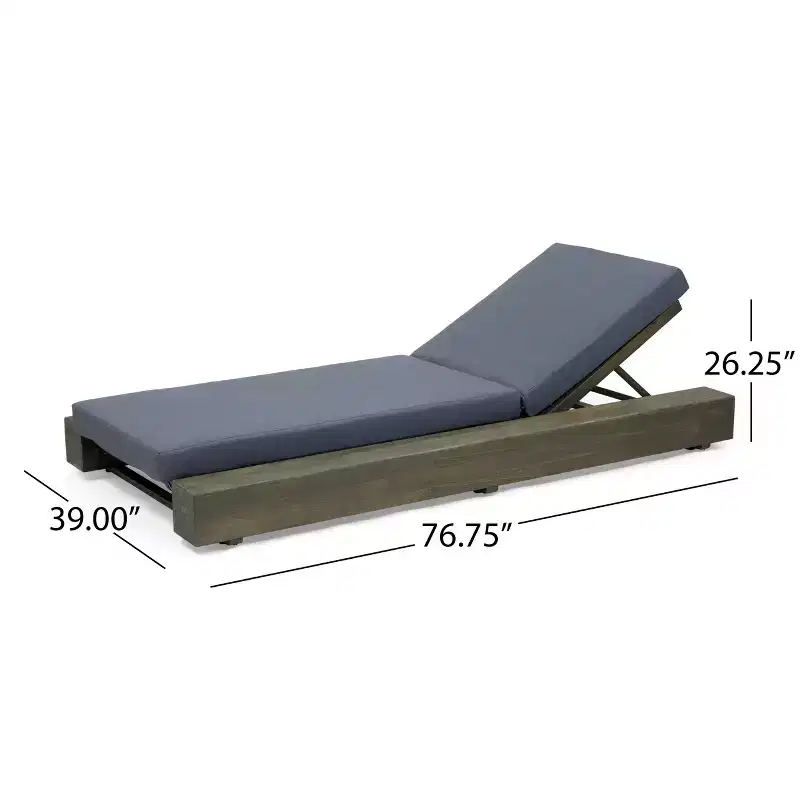 Christopher Knight Home Daphne Patio Adjustable Acacia Wood Chaise Lounge with Cushion (Set of 2)
