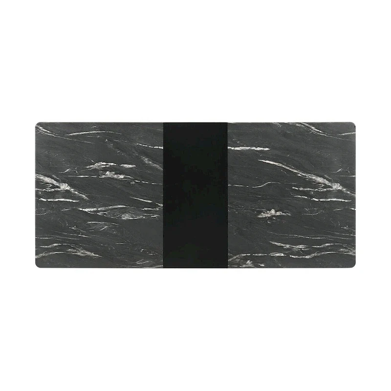 Rectangular Dining Table with Extension Leaf and Faux Marble Finish Top