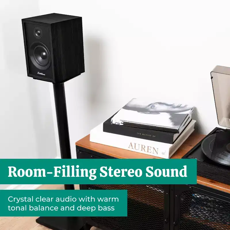 Electrohome McKinley 2.0 Stereo Powered Bookshelf Speakers with Built-in Amplifier, 4 Drivers, Bluetooth 5, RCA/Aux