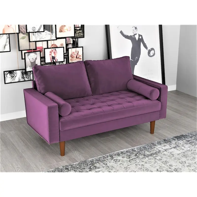 Faux Leather Mid-Century Loveseat – 2-Seat, Multiple Colors
