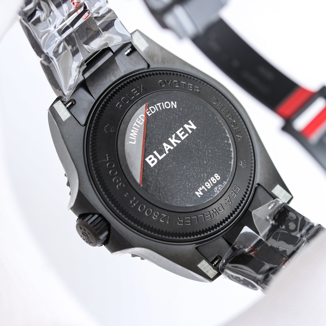 Replica Rolex Deepsea Blaken caseback showing limited edition number and engraving