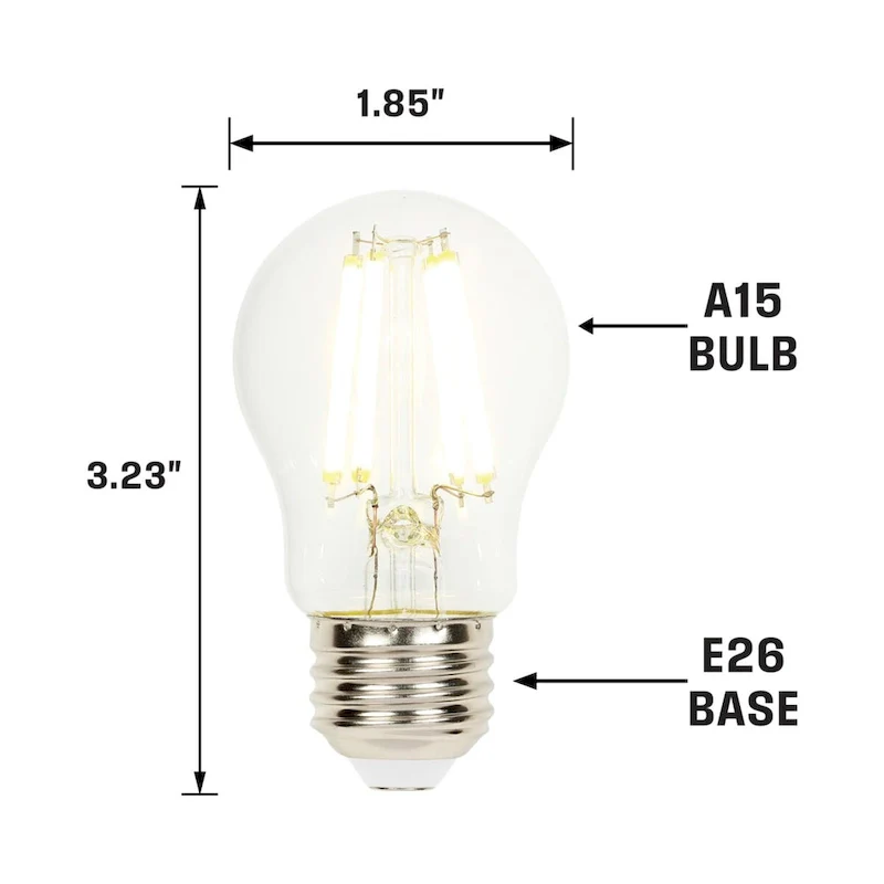 Westinghouse Lighting 6-Watt (60-Watt Equivalent) Clear A15 Dimmable Filament LED Light Bulb, Medium Base, 6 Pack - 6-Pack