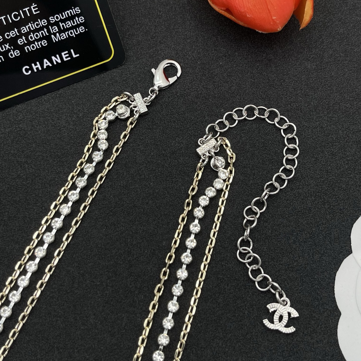 CCN363 Chanel crystal bow necklace - ccjewelryacc