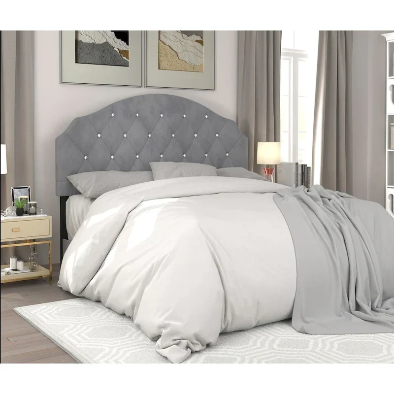 Velvet Diamond Tufted Headboard, Blue/Black/Pink/Silver Grey, Twin/Full/Queen/King, 1-Person