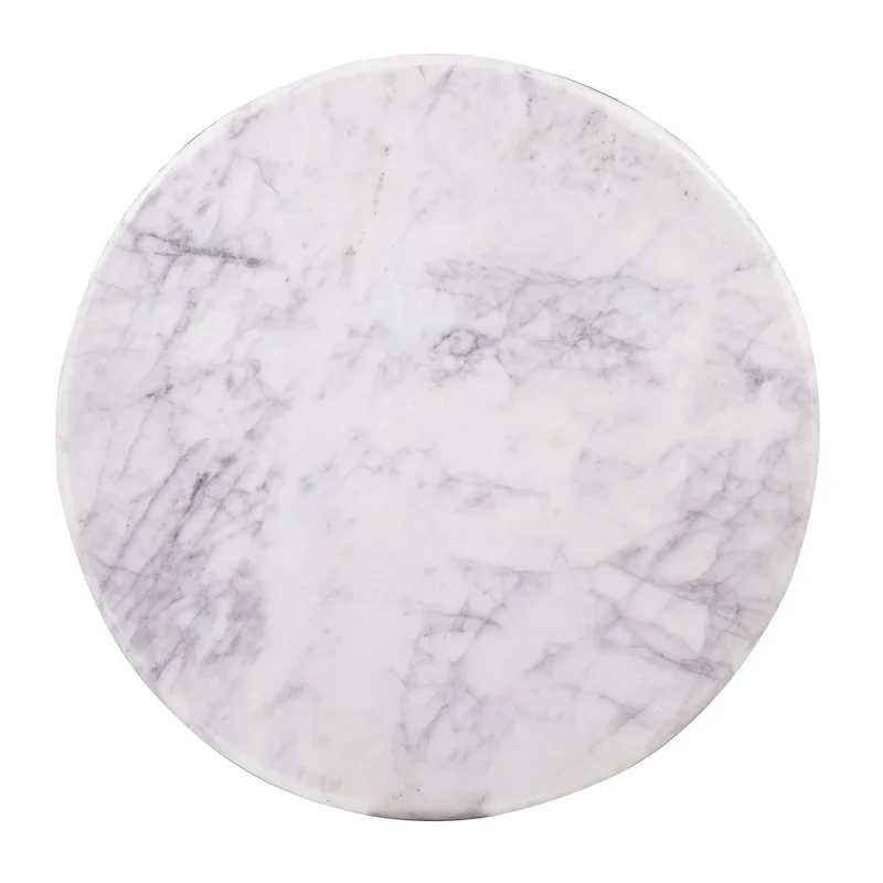 Round Marble-Top Pedestal Coffee Table, 31 Inch, White/Black