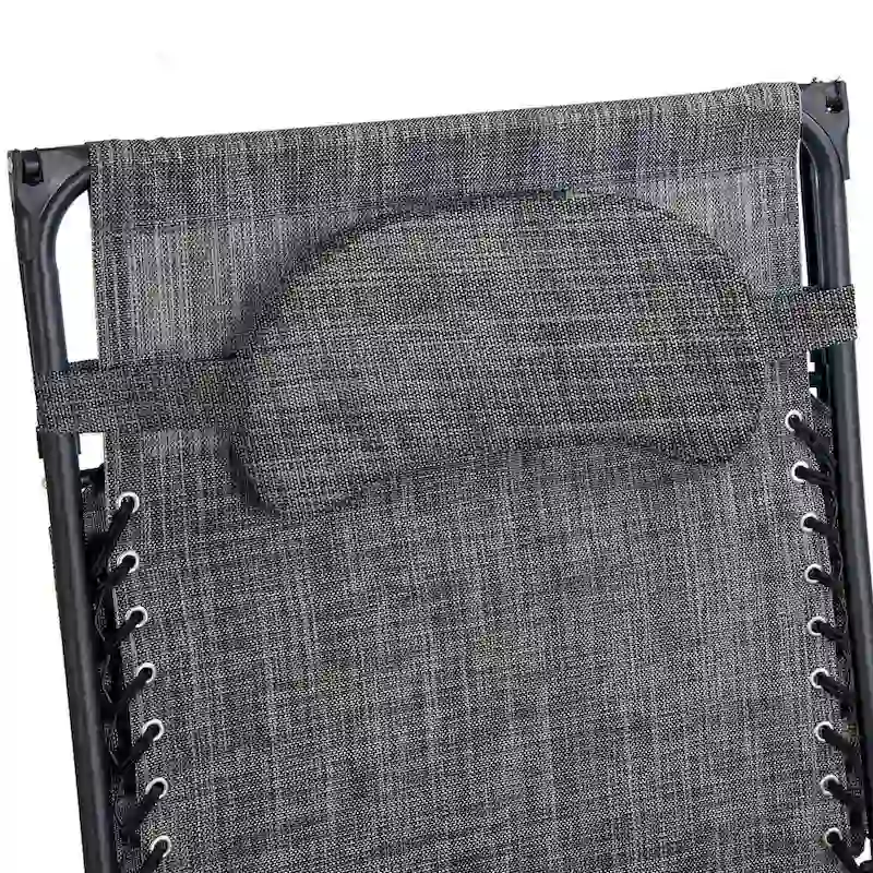 Folding Recliner Lounge Chair w/ Shade Canopy Cup Holder - Gray