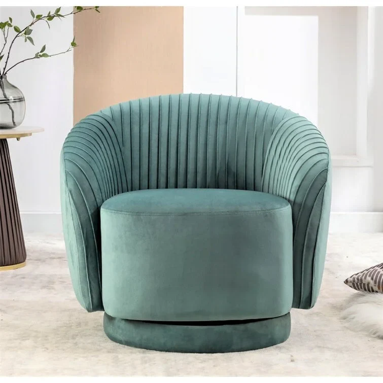Modern Barrel Swivel Accent Chair with Plush Velvet Upholstery