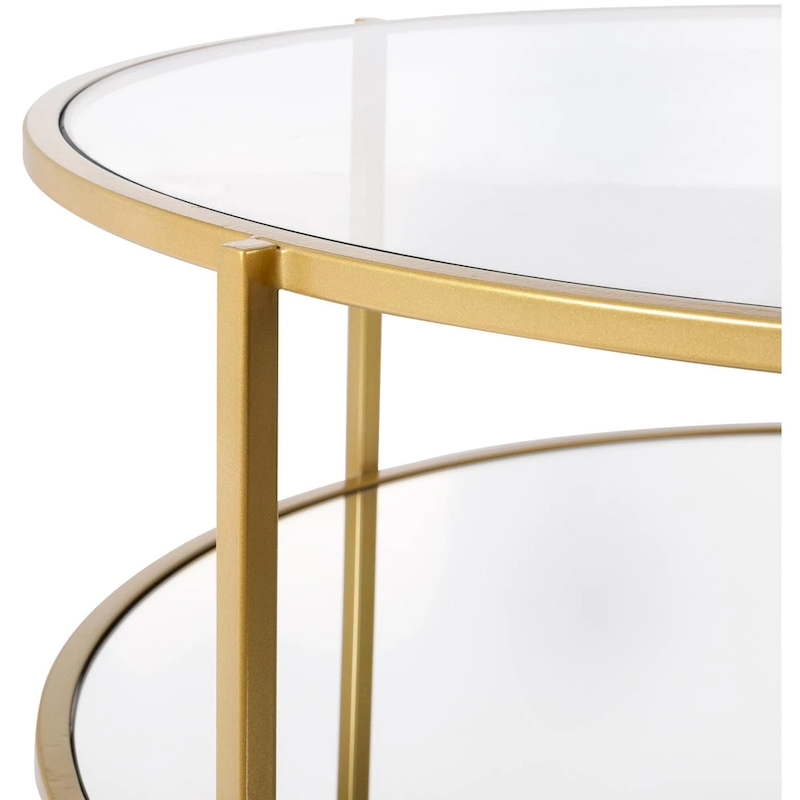 Alecsis Glass Round Coffee Table - 14H x 36W x 36D