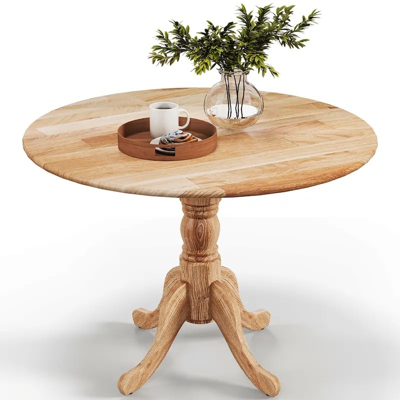 Costway Rustic Dining Table Wooden Dining Table with Round Tabletop & - See Details