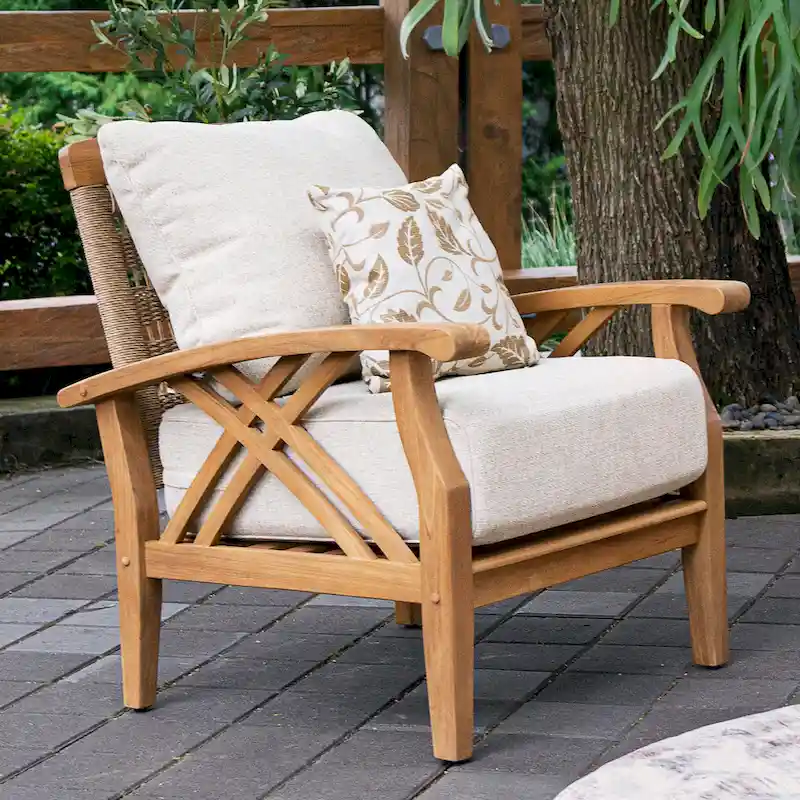 Cambridge Casual Carmel Teak Patio Club Chair with Cushion