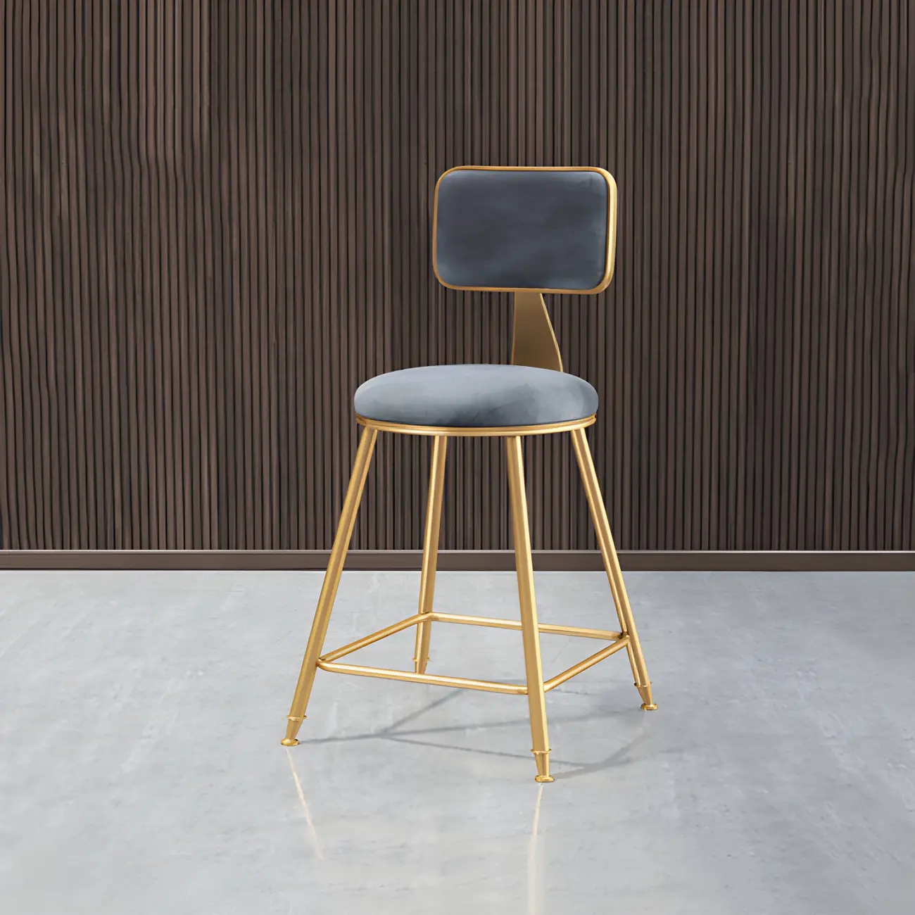 Round Velvet Upholstered Counter Bar Stools