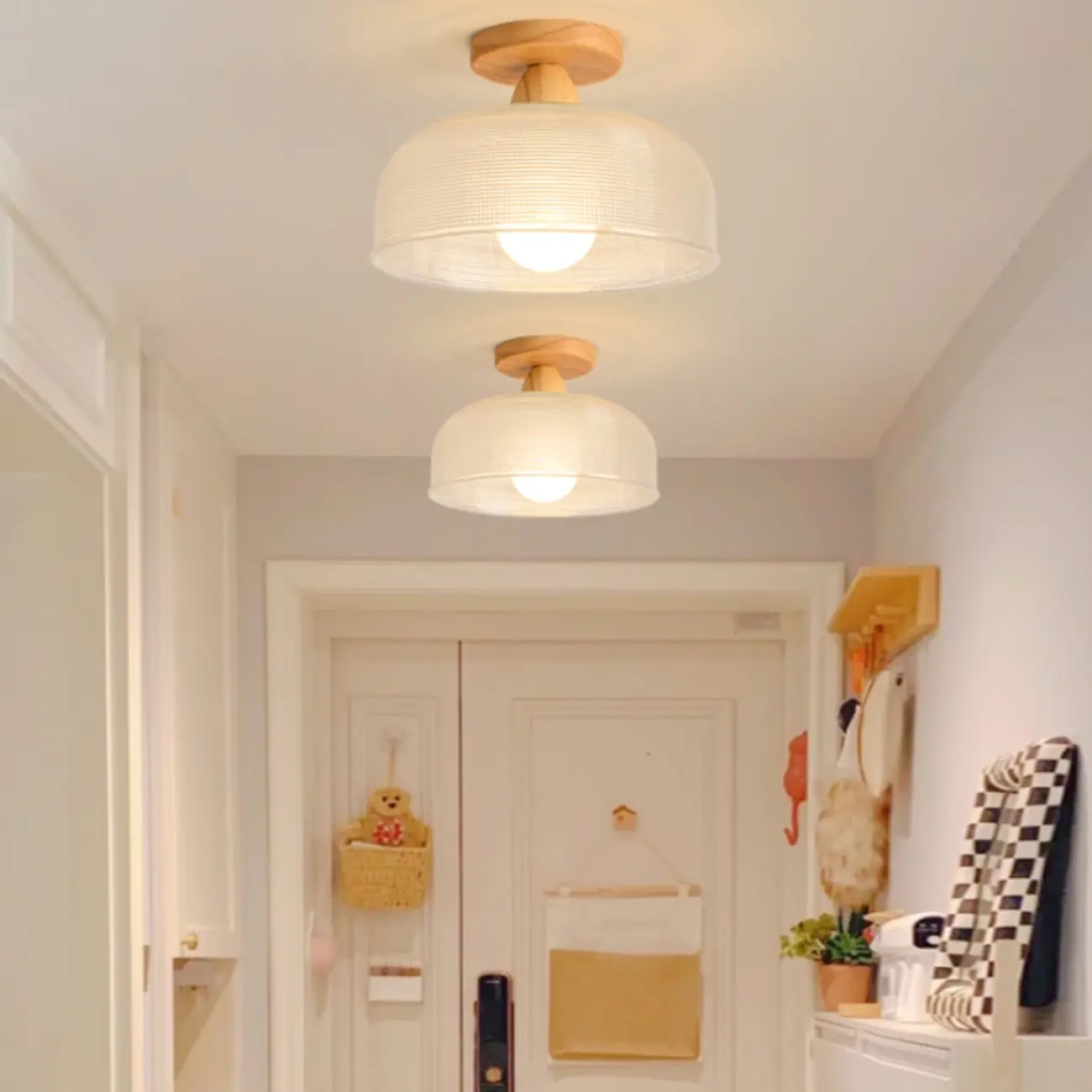 Modern LED Semi-Flush Ceiling Light with Clear Shade