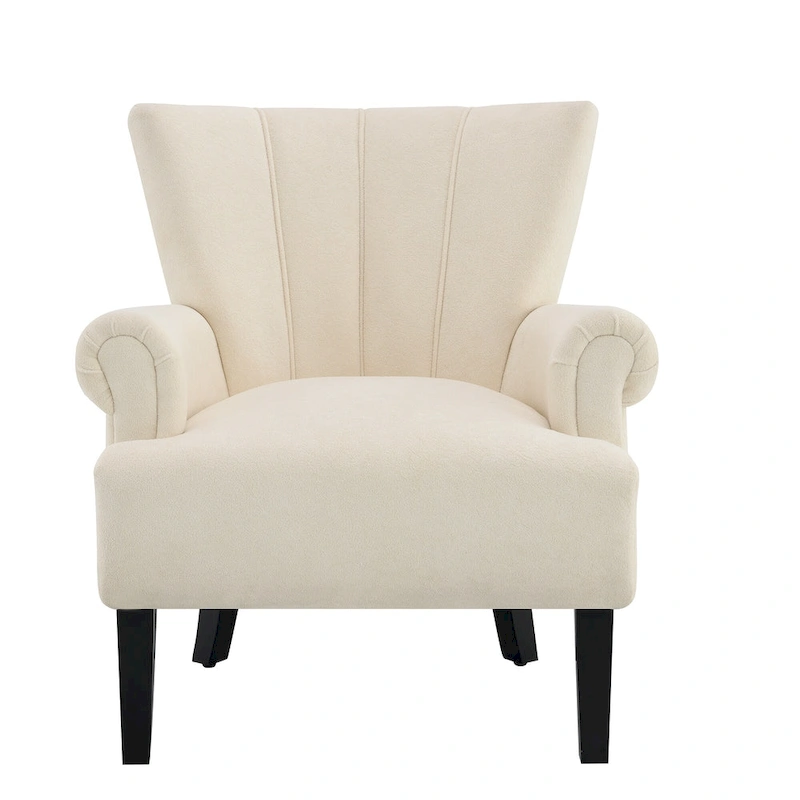 Beige Modern 29 Arm Chair with Channel Back