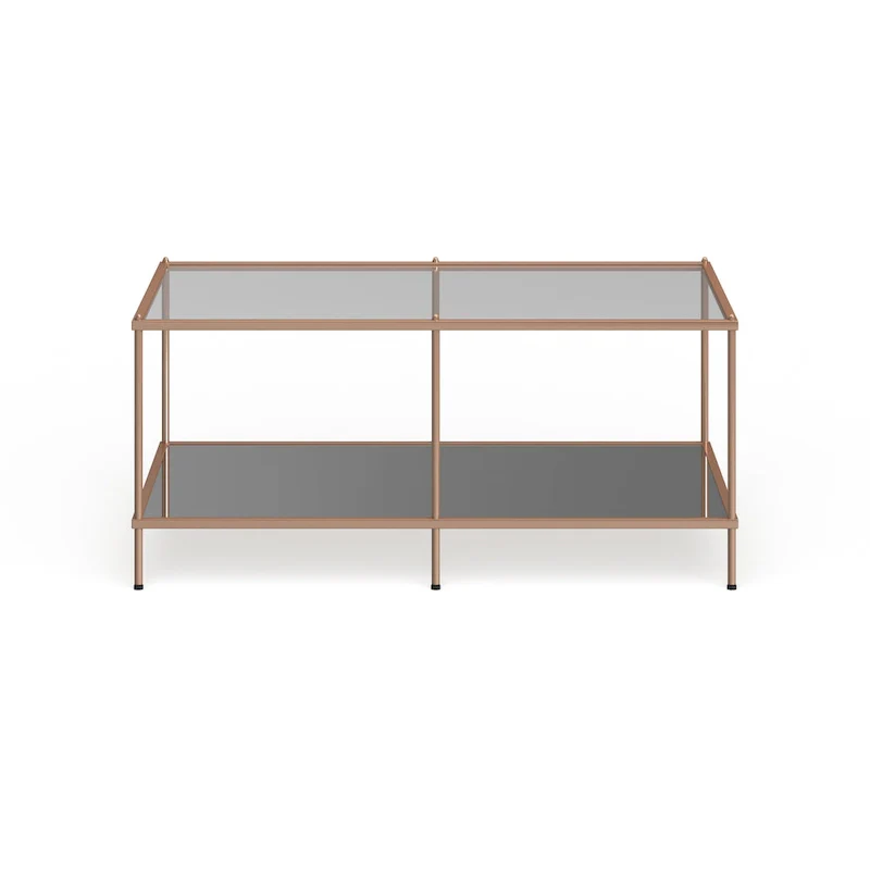 SEI Furniture Grant Goldtone Rectangular Coffee Table with Glass top and Bottom Shelf