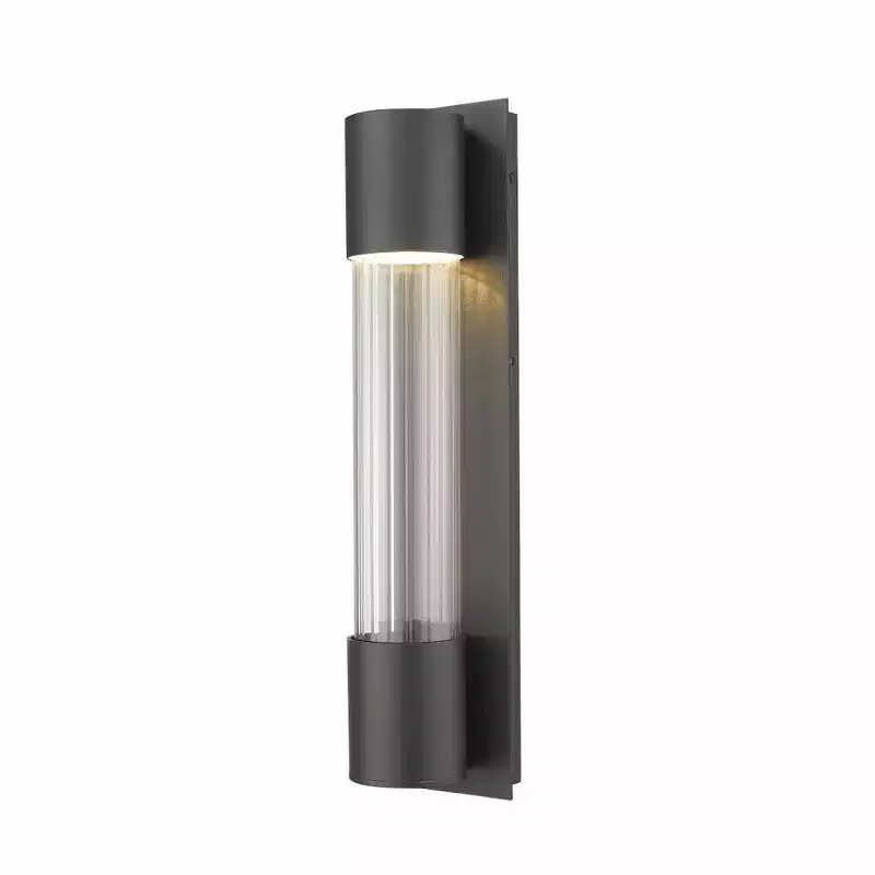 Striate Collection LED Wall Sconce - Modern Glass Cylinder, 21 Height, Dimmable, Wet Rated