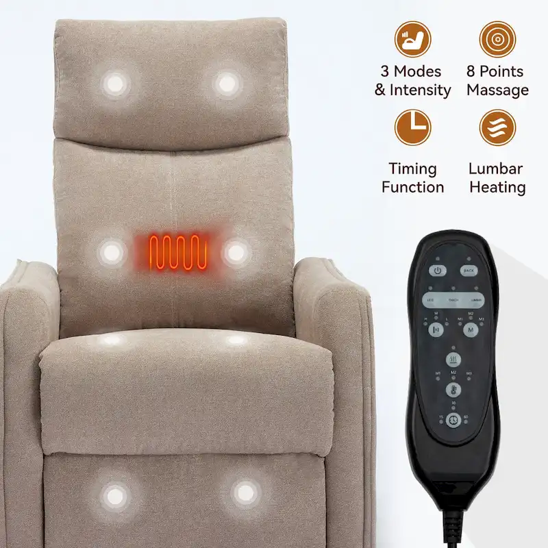 360 Swivel Rocker Recliner Chair with Massage and Lumbar Heating