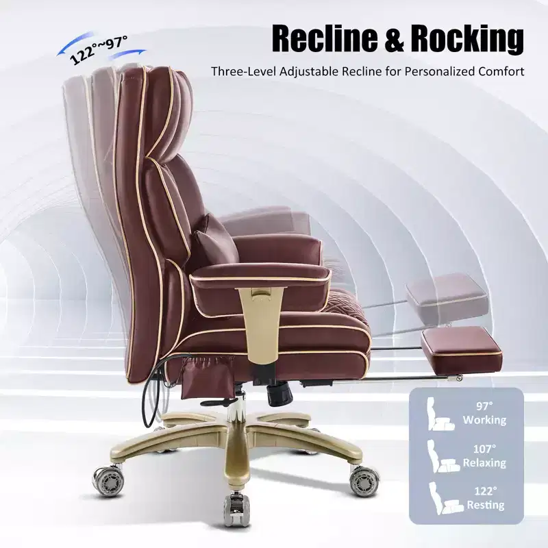 Furniliving Modern Big Tall Executive Office Chair Pu Leather Office Desk Chair With Footrest