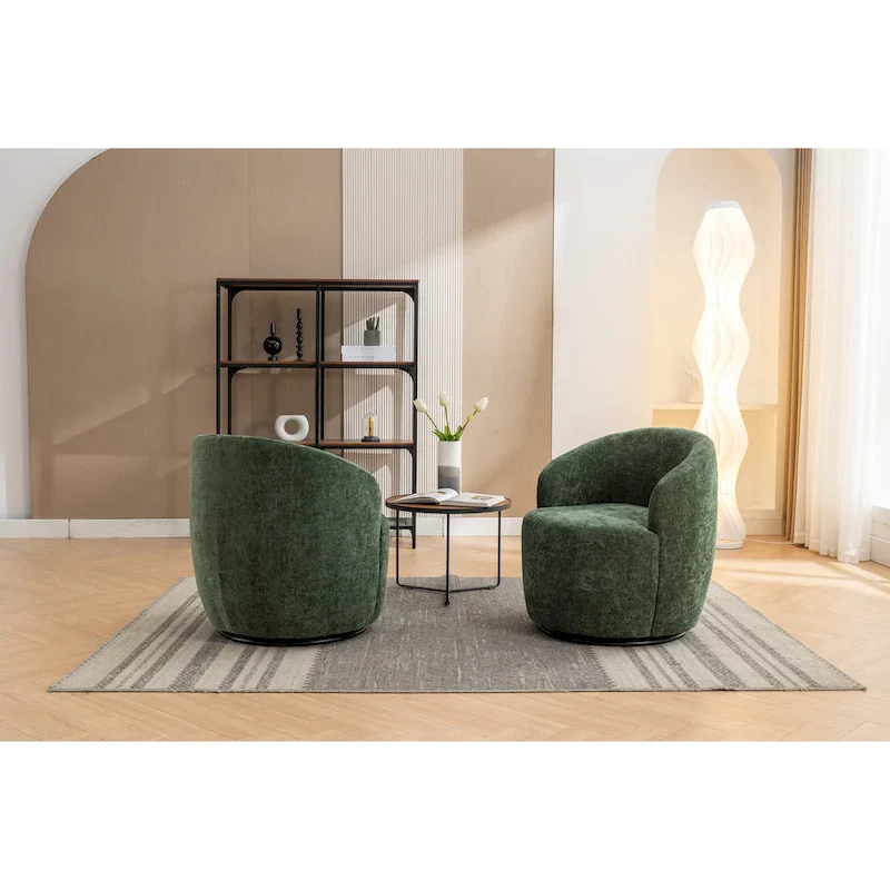 25.6  Swivel Barrel Chair with Black Coating