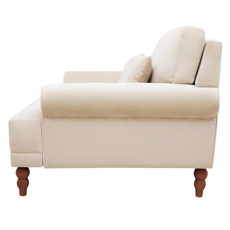 Beige 37.8 Velvet Accent Chair