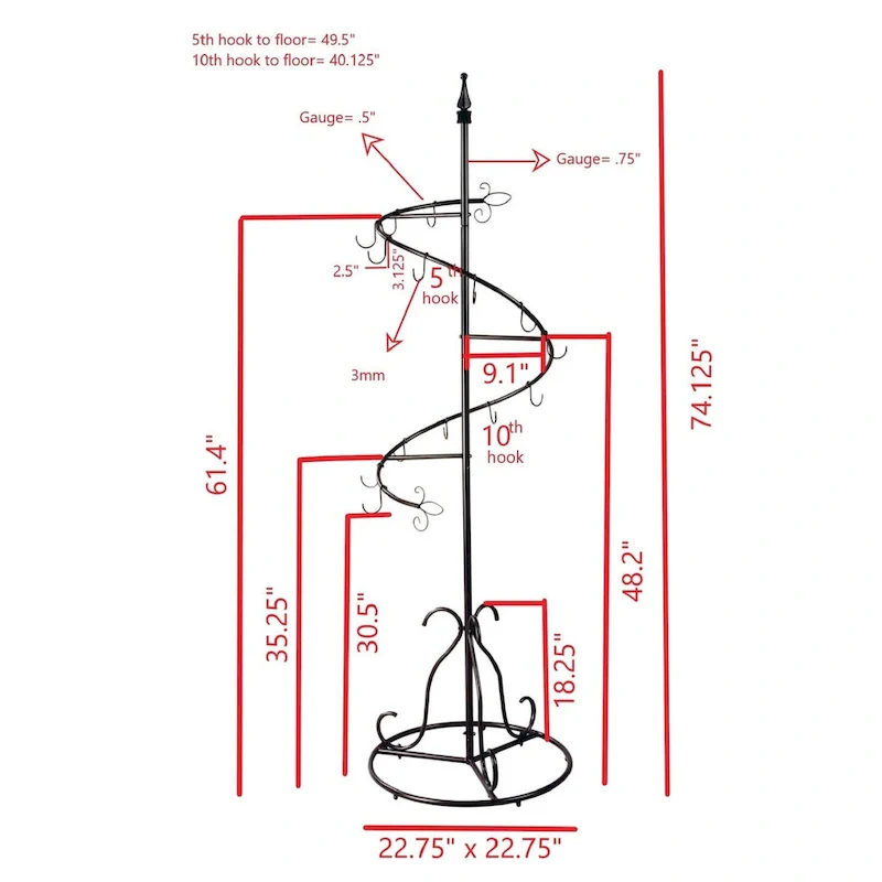 Brown Metal Classic Spiral Purse Tree