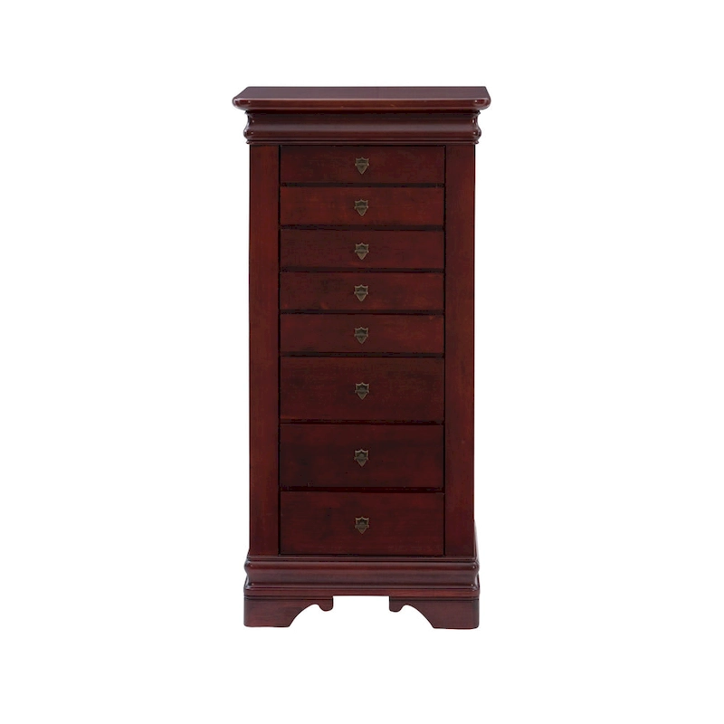 Flip-Top Wooden Jewelry Armoire with 8-Drawer - 42.75 - Brown