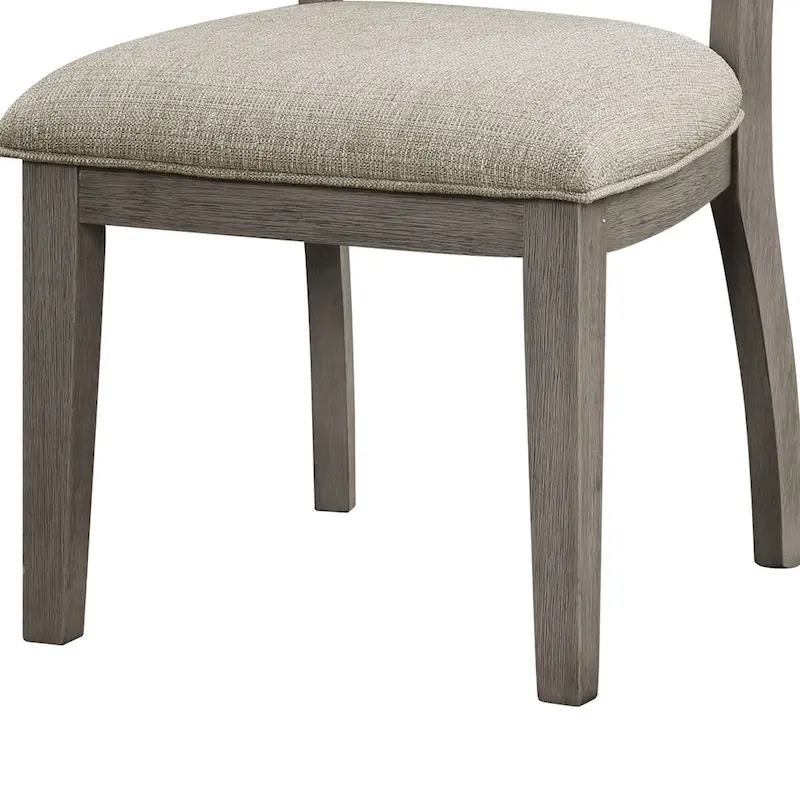 Trea 23 Inch Side Dining Chairs Set of 2, Ladder Back, Gray, Beige Cushioned Seat