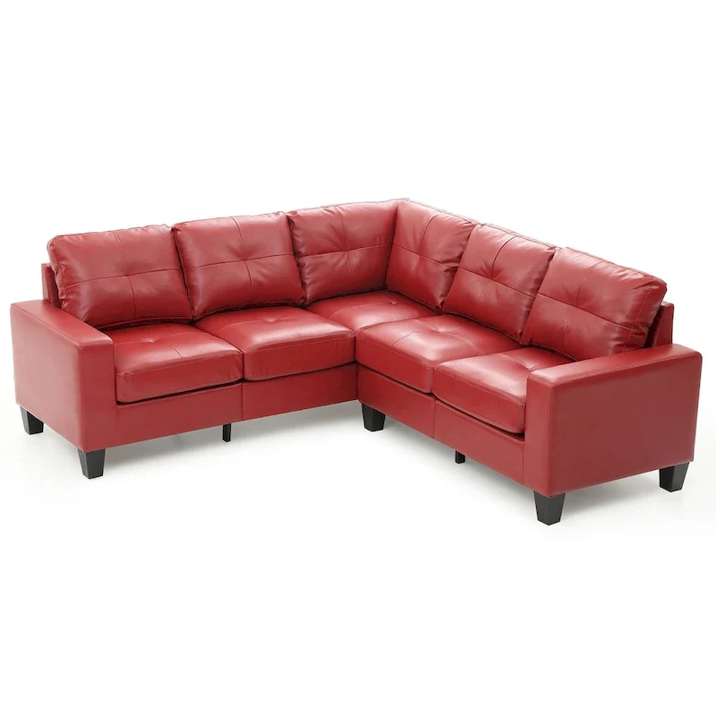 Newbury 82 in. W 2-piece Faux Leather L Shape Sectional Sofa - 32 L x 82 W x 35 H