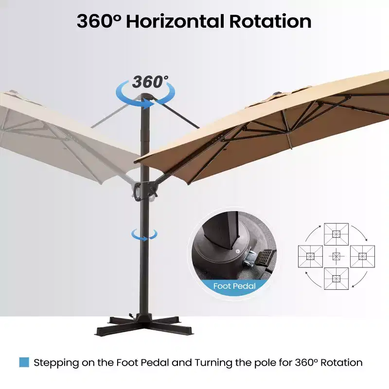 Crestlive Products 9x11FT Cantilever Patio Offset Umbrella 1-Tier Top No Base