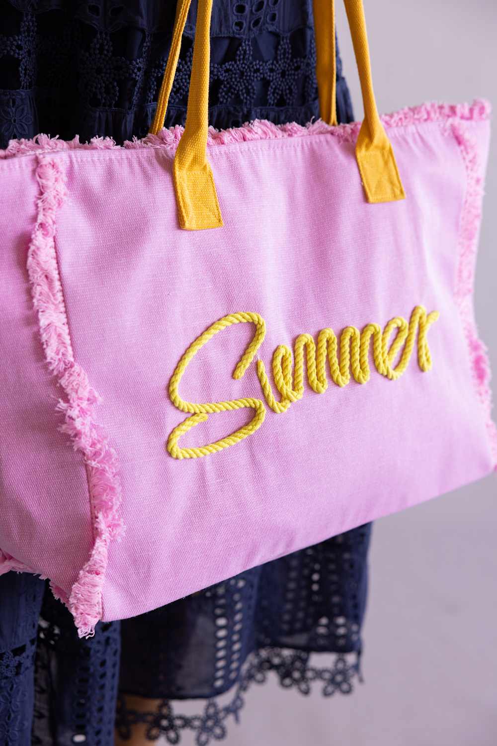 Summer Rope Canvas Tote Bag in Pink | TB0204-PU